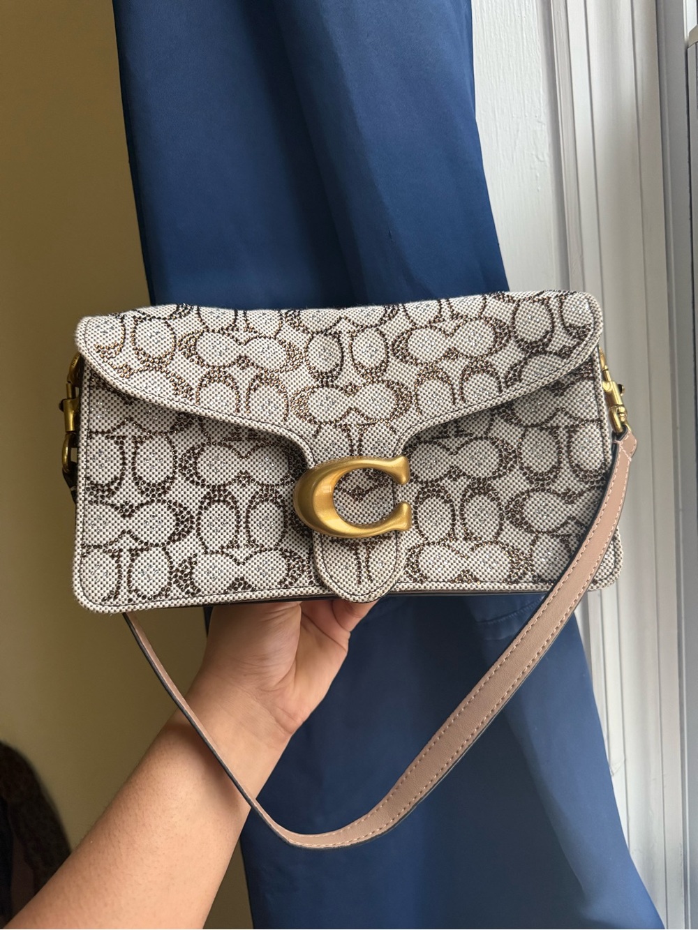 Inspired Beige Logo-Print Crossbody